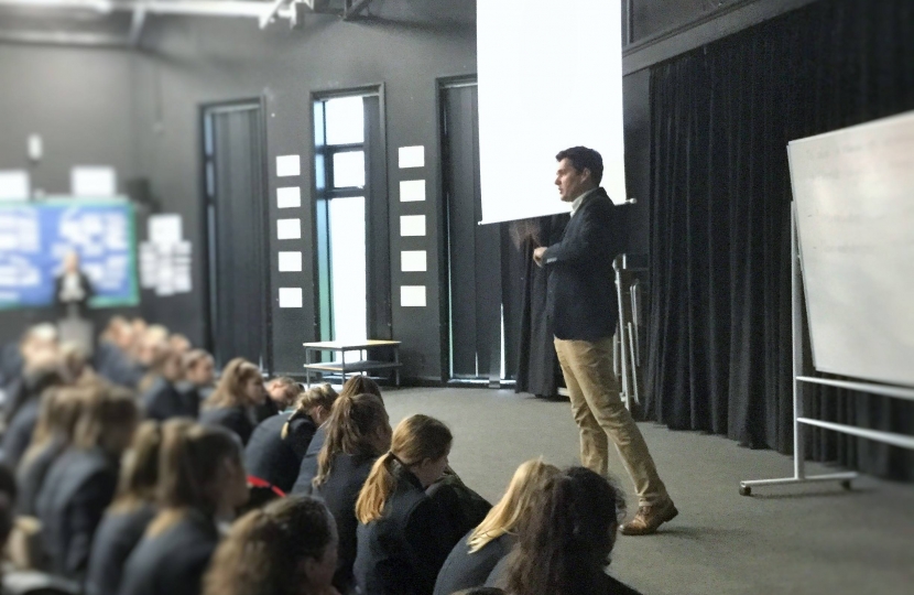 Huw talks about democracy at Ark Helenwood Academy