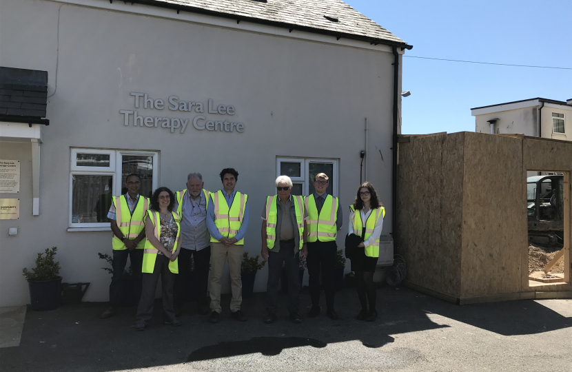 Huw outside Sara Lee Therapy Centre in Sidley